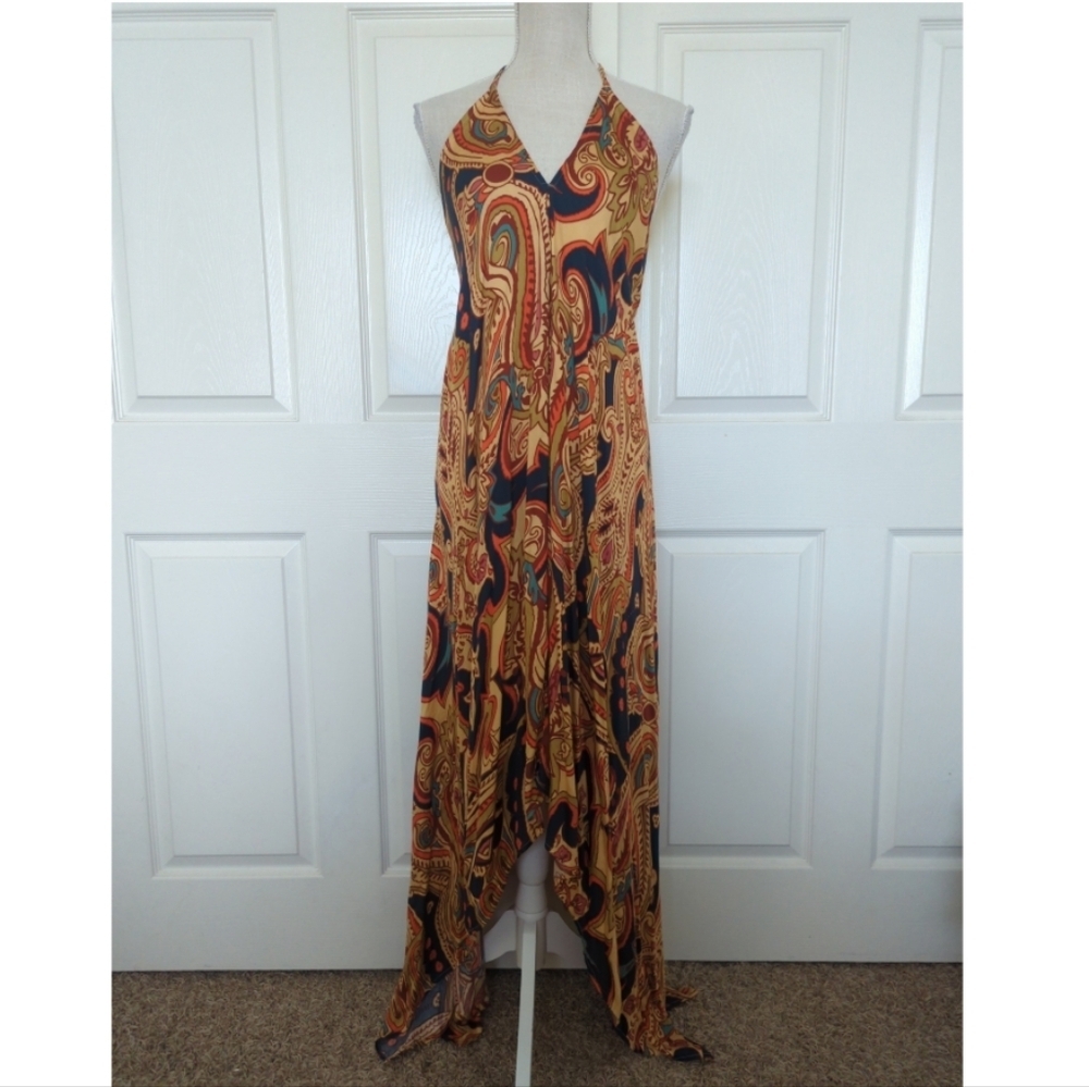 Lovestitch Asymmetrical Paisley Dress - Red and Gold - Picture 4 of 10